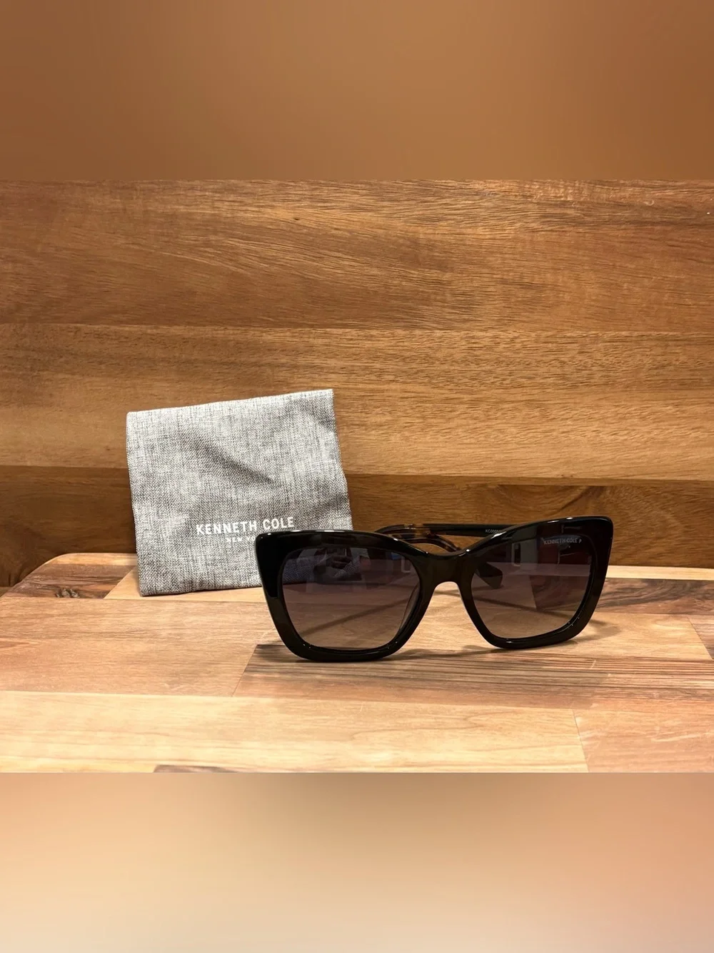 Kenneth Cole Cat Eye Acetate Sunglasses KC00056 Black Gradient Luxury